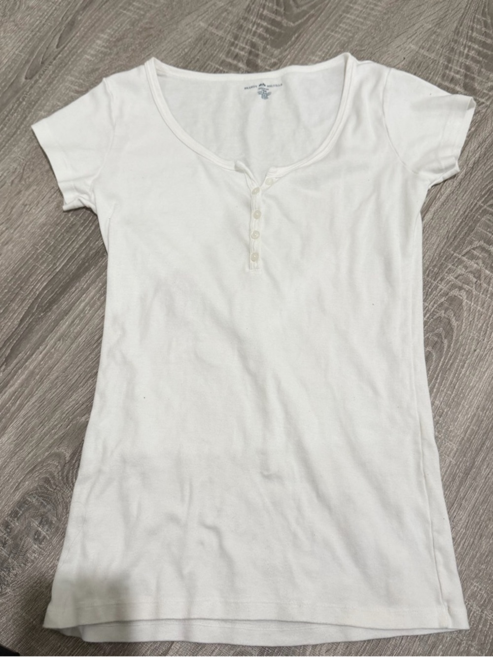 Brandy Melville White Ribbed Henley Tee
